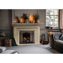 Light Travertine Modern Hand Carved Natural Stone Fireplace Surround 5 Piece Modular