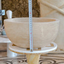 GMSTONE Natural Travertine Vessel Bathroom Sink 12.5 Inch Round Stone