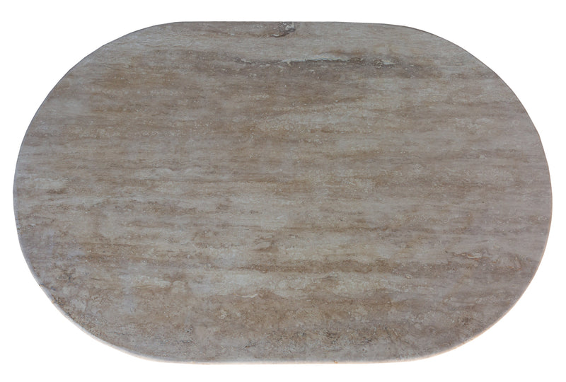 Troia Light Travertine Oval Shape Coffee Table Filled and Polished (W)24" (L)48" (H)16" top view