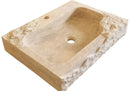 Light Beige Travertine Wall Mount Bathroom Sink Rectangular