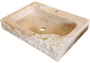 Light Beige Travertine Wall Mount Bathroom Sink Rectangular