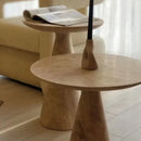 Light Travertine Round Side Table - Honed Finish Conic Legs 18x22