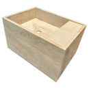 Custom 17x24 Light Beige Travertine Natural Stone Vessel Bathroom Sink