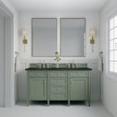 James Martin Brittany 60" Double Bathroom Vanity, Smokey Celadon
