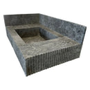 Tundra Gray Marble Rectangular Wall-mount Bathroom Sink with 6" Backsplash (W)16" (L)32" (H)10" profile view