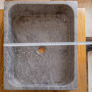 Tundra Gray Marble Farmhouse Bathroom Sink Handcrafted Apron Front