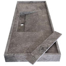 Tundra Grey Marble Rectangular Wall-mount Bathroom Sink Hidden Drain (W)20" (L)48" (H)5"