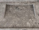 Tundra Grey Marble Rectangular Wall-mount Bathroom Sink Hidden Drain (W)20" (L)48" (H)5" top close-up view