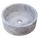 Natural Stone Tundra Grey Marble Above Vanity Bathroom Sink Polished (D)16.5" (H)6" angle view