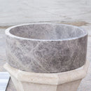 Natural Stone Tundra Grey Marble Above Vanity Bathroom Sink Polished (D)16.5" (H)6" front view