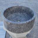 tundra grey marble vessel sink d16 h6.5 angle view