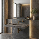 Tundra Grey Marble Rectangular Wall-mount Bathroom Sink Hidden Drain (W)20" (L)48" (H)5"