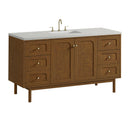 James Martin Laurent 60" Dual Mount Single Bathroom Vanity, Honey Oak
