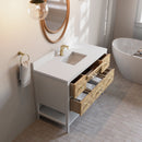 James Martin Olena 48" Single Bathroom Vanity, Polished White and Light Mappa Burl