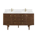 James Martin Amberly 60" Dual Mount Double Bathroom Vanity, Mid-Century Walnut