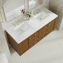 James Martin Laurent 60" Dual Mount Double Bathroom Vanity, Honey Oak