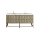 James Martin Emmeline 72" Double Bathroom Vanity, Pebble Oak