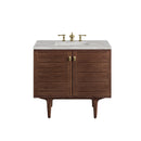 James Martin Amberly 36" Dual Mount Single Bathroom Vanity, Mid-Century Walnut