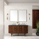James Martin Amberly 60" Dual Mount Double Bathroom Vanity, Mid-Century Walnut