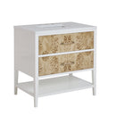 James Martin Olena 36" Single Bathroom Vanity, Polished White and Light Mappa Burl