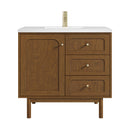 James Martin Laurent 36" Dual Mount Single Bathroom Vanity, Honey Oak