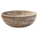 Valencia Beige Travertine Vessel Sink Polished 16 Inch Round Bathroom Basin