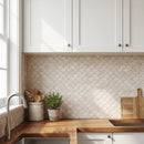 Vanilla Beige Marble Laguna on 12" x 12" Mesh Mosaic Tile