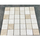Vanilla Beige Marble 2"x2" Honed on 12" x 12" Mesh Mosaic Tile