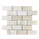 Vanilla Beige Marble 2"x4" Brick Honed on 12" x 12" Mesh Mosaic Tile