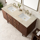 James Martin Amberly 60" Dual Mount Double Bathroom Vanity, Mid-Century Walnut