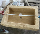 Walnut Travertine Rustic Rectangular Wall-mount Bathroom Sink (W)20" (L)30" (H)8"  length measure view