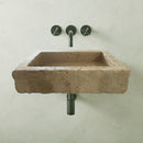 Walnut Travertine Rustic Rectangular Wall-mount Bathroom Sink (W)20" (L)30" (H)8" bathroom view