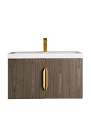 James Martin Columbia 31.5" Floating Single Bathroom Vanity, Ash Gray