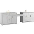 James Martin Bellshire 120" Double Bathroom Vanity, Bright White