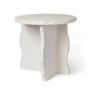 White Fossil Limestone Turkish Handcrafted Natural Stone End Table
