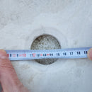 white limestone vessel sink honed d16 h6 drain hole measure view
