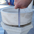 white limestone vessel sink honed d16 h6 side measure view