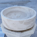 white limestone vessel sink honed d16 h6 side view