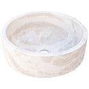 white limestone vessel sink honed d16 h6 angle view