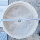 white limestone vessel sink honed d16 h6 top measure view