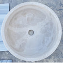 white limestone vessel sink honed d16 h6 top view