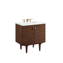 James Martin Amberly 30" Dual Mount Single Bathroom Vanity, Mid-Century Walnut