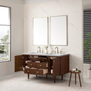 James Martin Amberly 60" Dual Mount Double Bathroom Vanity, Mid-Century Walnut