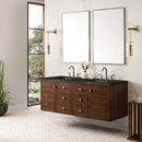 James Martin Amberly 60" Dual Mount Double Bathroom Vanity, Mid-Century Walnut