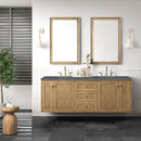 James Martin Laurent 72" Dual Mount Double Bathroom Vanity, Light Natural Oak