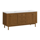 James Martin Laurent 72" Dual Mount Double Bathroom Vanity, Honey Oak