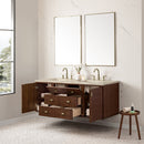 James Martin Amberly 60" Dual Mount Double Bathroom Vanity, Mid-Century Walnut