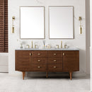 James Martin Amberly 72" Dual Mount Double Bathroom Vanity, Mid-Century Walnut