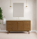 James Martin Laurent 60" Dual Mount Single Bathroom Vanity, Honey Oak