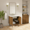 James Martin Laurent 30" Dual Mount Single Bathroom Vanity, Honey Oak
